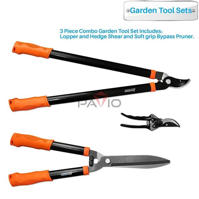 iGarden 3 Piece Tree and Shrub Lopper-Shears-Purner Set, Garden Tool Set Tree Trimmer Branch Cutter Kit
