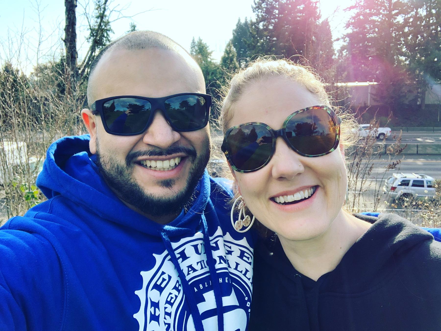 Us just hanging out by the freeway! No matter where we are, we have a good time!