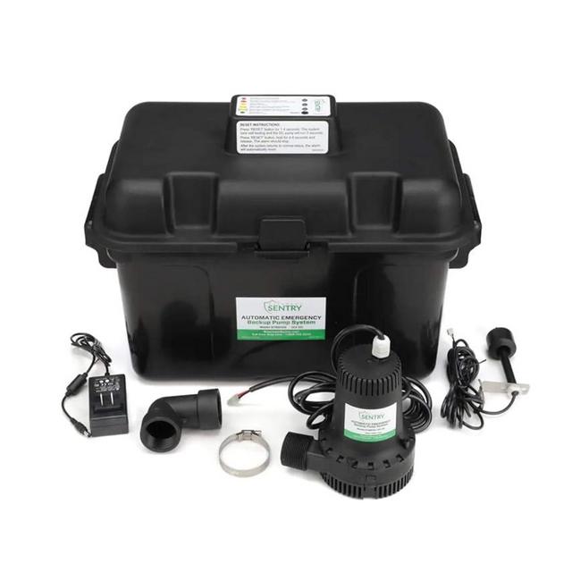 Basement Sentry Automatic Emergency Backup Sump Pump System (12V Battery Powered) Provides Additional Protection Against Basement Flooding When Power Goes Out