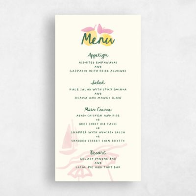 Pink Wedding Menu - Spiaggia