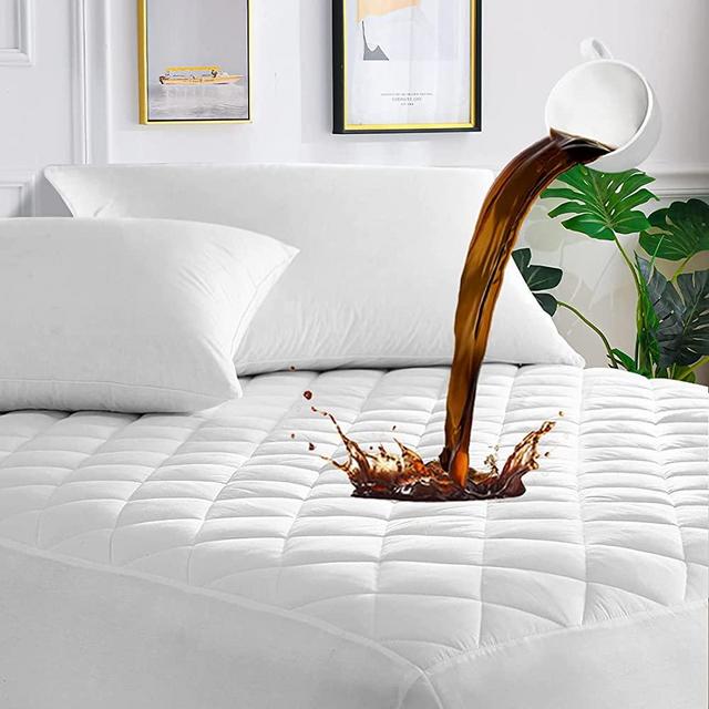 UNILIBRA 100% Waterproof Quilted Mattress Pad King Size, 6''-25'' Deep Pocket Fitted Mattress Protector Cover, Breathable, Hollow Cotton Alternative Filling Mattress Topper