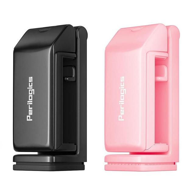 Perilogics Universal Airplane in Flight Phone Mount. Handsfree Phone Holder for Desk with Multi-Directional Dual 360 Degree Rotation. Pocket Size Travel Essential Accessory for Flying (BK/PK)