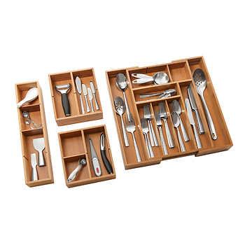 Seville Classics 4-Piece Bamboo Expandable Drawer Organizer