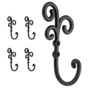 Franklin Brass Curlique Hook, Flat Black (Pack of 5)