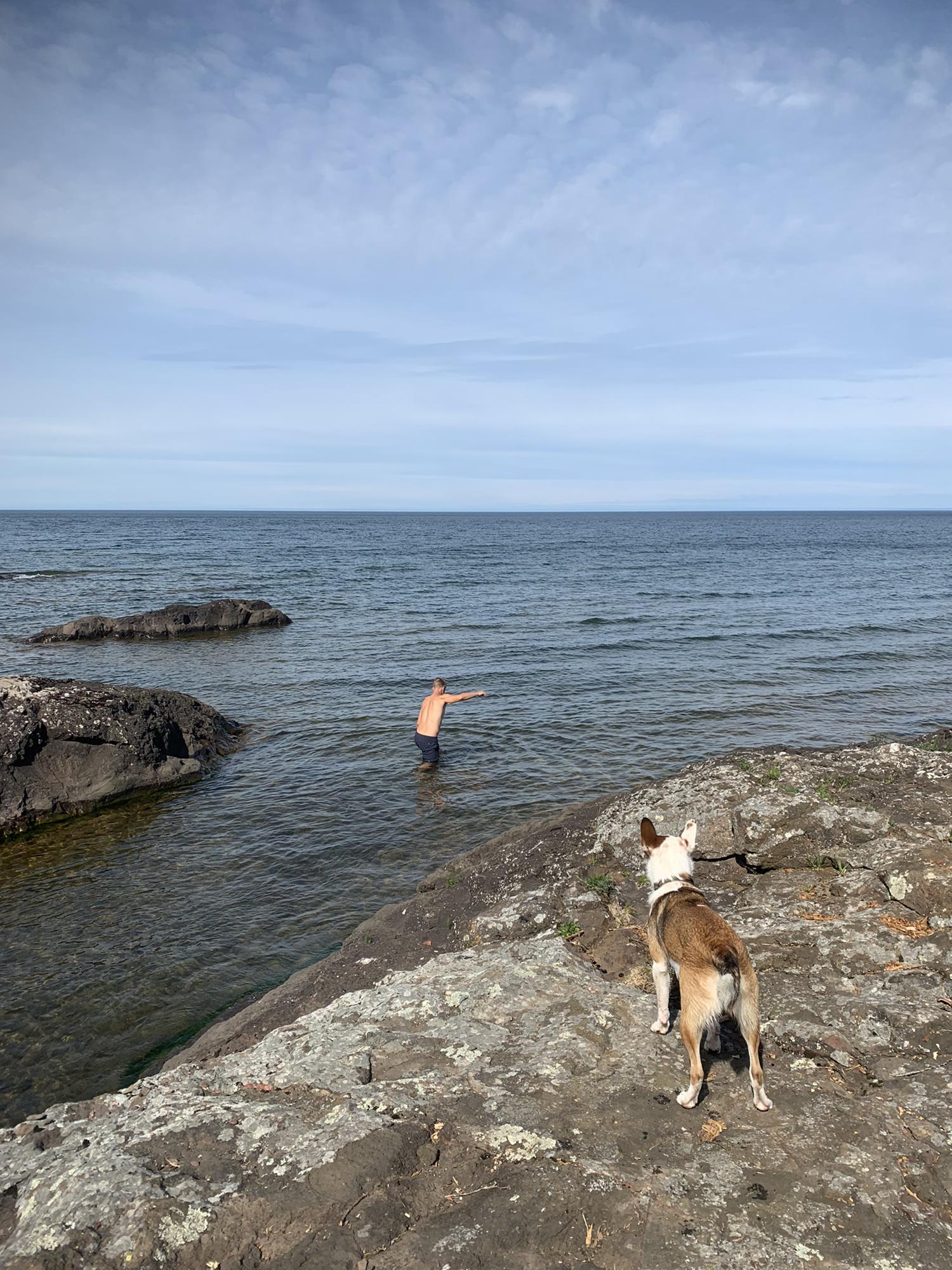 Chilly dip in Lake Superior