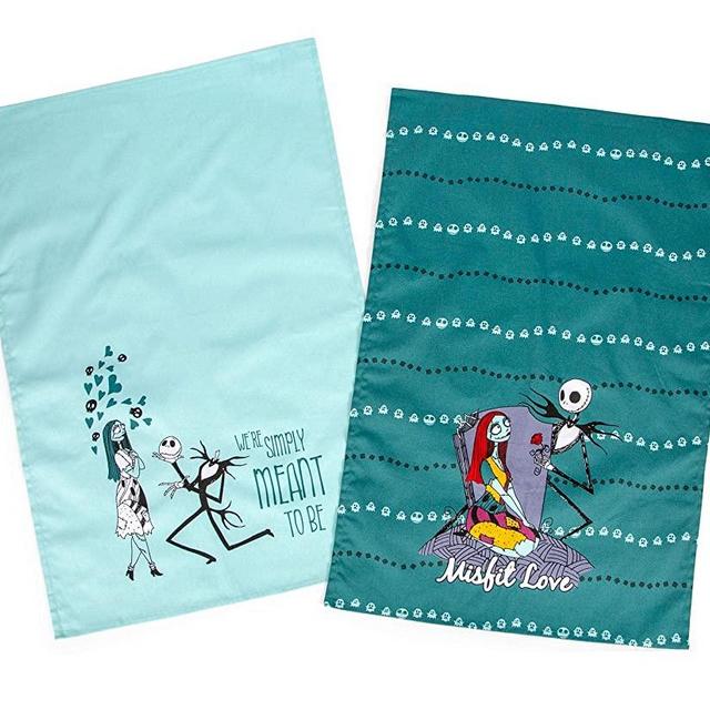 Nightmare Before Christmas Jack and Sally Cotton Kitchen Hand Towels | Set of 2