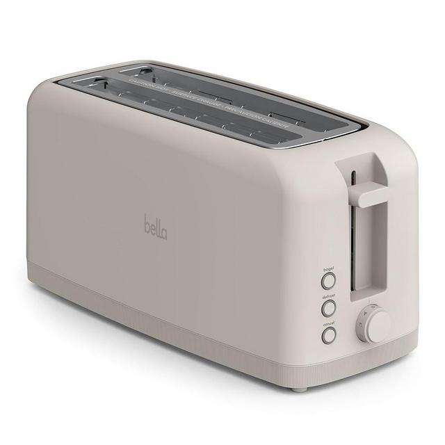 bella 4 Slice Slim Toaster, Fits-anywhere™ Kitchenware, 6 Setting Shade Control with Reheat & Cancel Buttons, Removable Crumb Tray, 10” Long Slot, Anti Jam & Auto Shutoff, 1400 Watt, Oatmilk