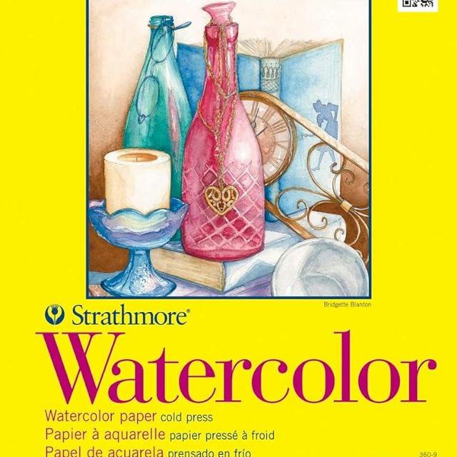 Strathmore 300 Series Watercolor Paper Pad, Top Wire Bound, 9x12 inches, 12 Sheets (140lb/300g) - Artist Paper for Adults and Students - Watercolors, Mixed Media, Markers and Art Journaling