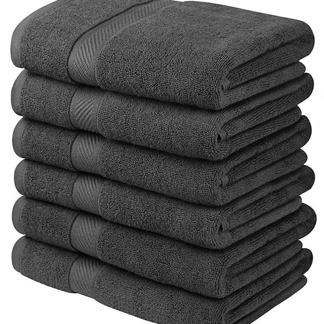Asiatique Linen - Premium Luxury Medium Cotton Grey Bath Towels - Pack of 6 Highly Absorbent & Ultra Durable Towels for Bathroom 24 x 48 Inch – Pool, Spa & Hotel Towels – Quick Drying Bathroom Towels