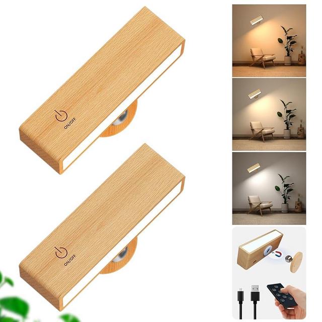 YiLaie Wall Sconces Set of 2,Battery Operated Wall Sconce with Remote,Wall Lights for Bedroom Wireless, Rotatable Cordless Wall Lamp with 3 Color Temperature for Bedroom,Living Room,Bedside Reading