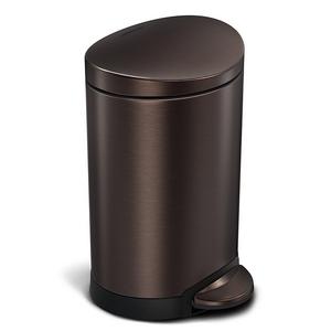 simplehuman 6 Liter/1.6 Gallon Stainless Steel Compact Semi-Round Bathroom Step Trash Can, Dark Bronze Stainless Steel
