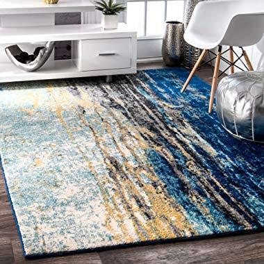nuLOOM Traditional Waterfall Vintage Abstract Area Rug, 5' x 7' 5", Blue