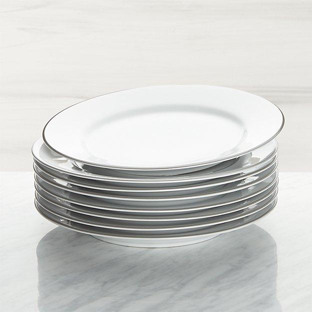 Aspen Grey Band Dinner Plates, Set of 8