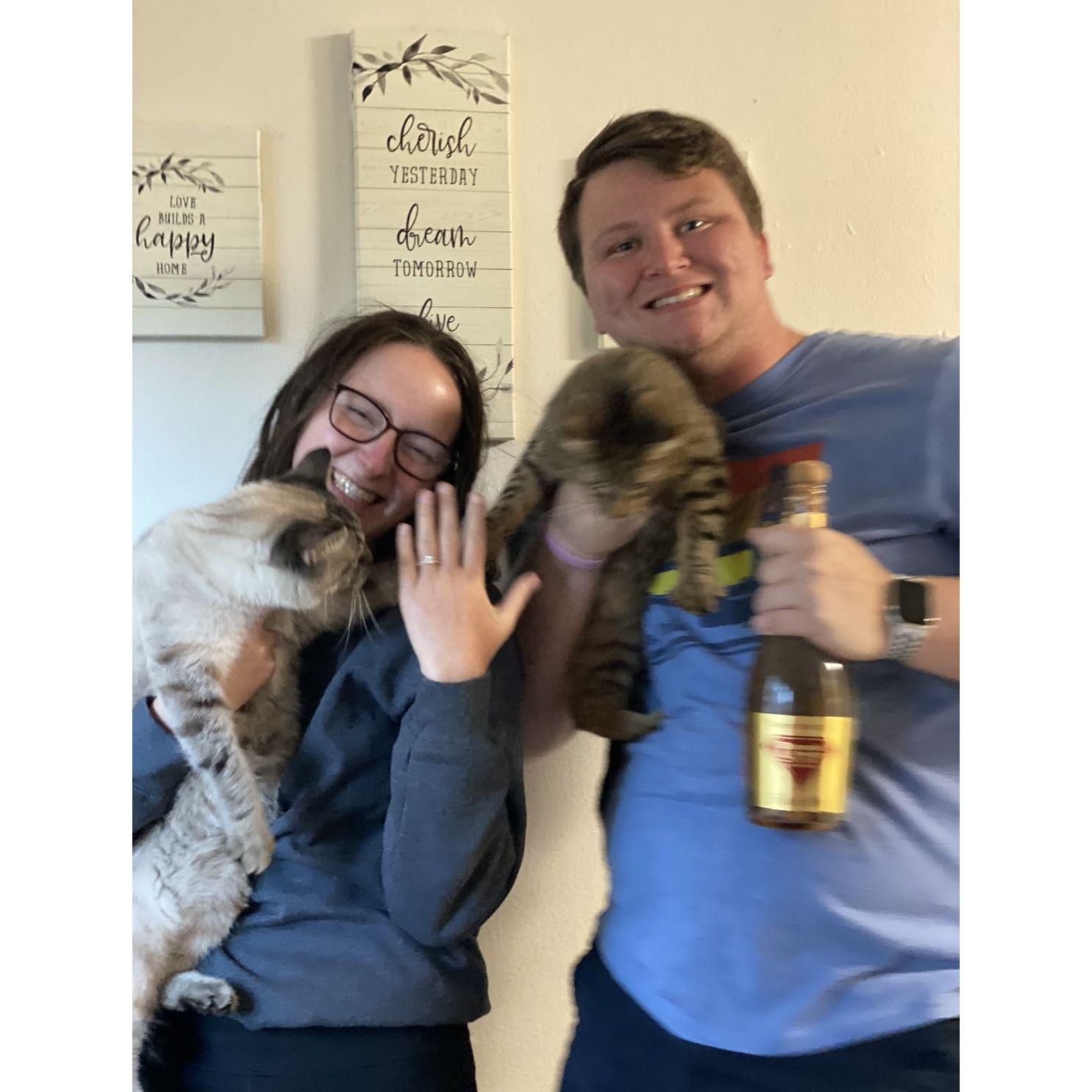 Post engagement celebration involved attempting a "family pic"