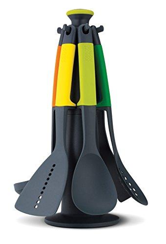 Joseph Joseph Elevate Carousel Nylon Kitchen Utensil Set with Rotating Storage Stand, 6-Piece, Rainbow