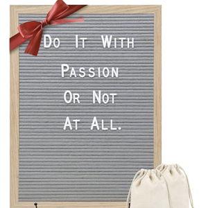 Gray Felt Letter Board - 680 Letters, Numbers & Symbols, 16 x 12 inch, Changeable Message Board for Quotes, Notes & Announcements, Farmhouse Decor Wall and Tabletop, 2 Storage Bags