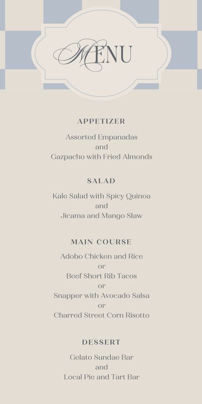 Blue Oval Wedding Menu - Sarlat
