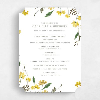 Yellow Ticket Wedding Program - Alires