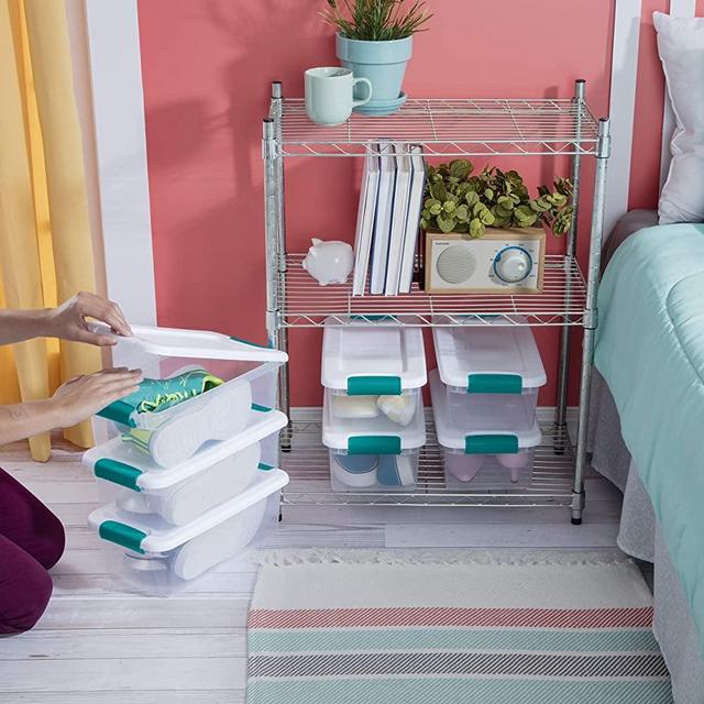 Sterilite 6 Qt./5.7 L Latching Boxes Clears, 6 Quart, White, 12 Piece