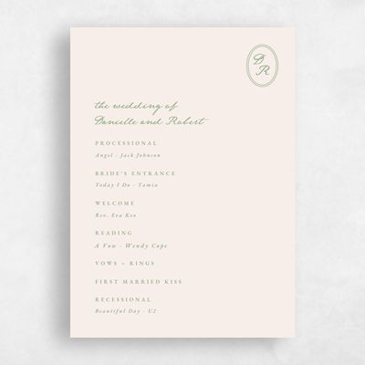 Linen, Beige Wedding Program - Dolores