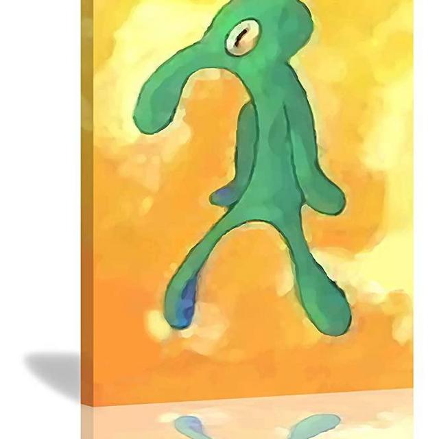 Classic Bold and Brash Painting Squidward Poster, Canvas Wall Art Print Home Bathroom Decor Framed Bedroom Office Living Room Large 24x36 Inches