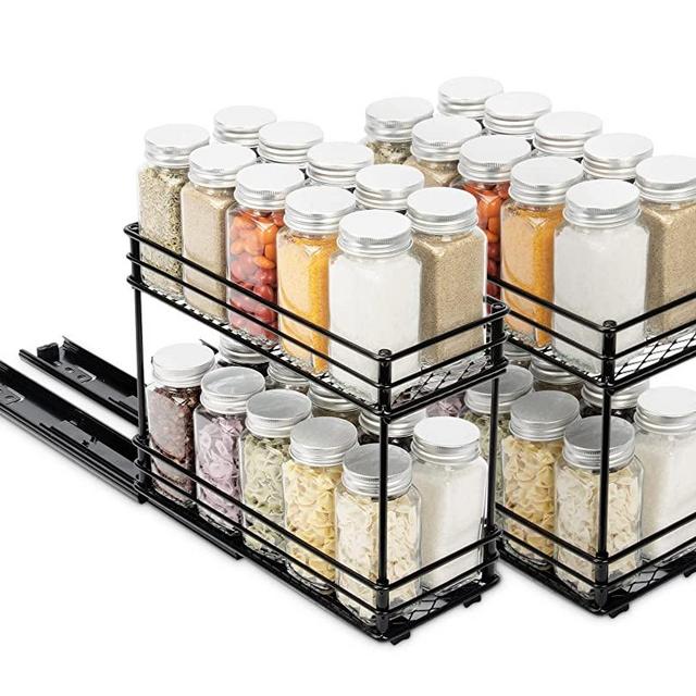 Kitsure Spice Rack for Cabinet - Durable Pull Out Spice Racks for Kitchen Cabinet, Easy-to-Install Spice Cabinet Organizers, 4.33''Wx10.23''Dx8.54''H Slide Out Spice Racks, 2 Pack