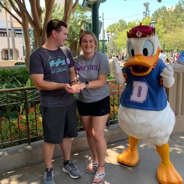 Telling Donald that we just got engaged!