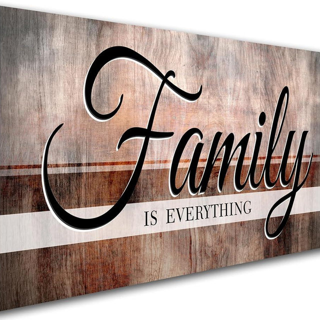 Family is Everything Wall Decor|Canvas Wall Art for Living Room|Rustic Farmhouse Wall Art|Family Signs Wall Art|Family Quote Canvas Prints Painting Picture Retro Artwork for Dining Room Bedroom Home Wall Decoration,Ready to Hang 20"x40"