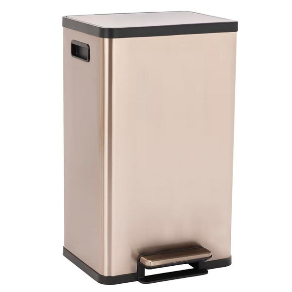 Simpli-Magic 50 Liter / 13.2 Gallon Soft-Close, Smudge Resistant Trash Can with Foot Pedal and Built in Filter- Stainless Steel, Rose Gold