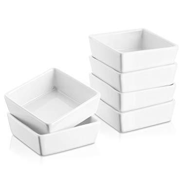 DOWAN 6 Ounce Porcelain Ramekins, 6 Packs, White