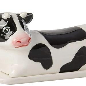 Boston Warehouse Farmhouse Cow Hand Painted Ceramic Butter Dish