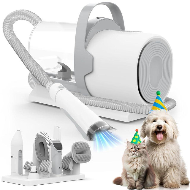 Dog Grooming Vacuum, Pet Grooming Kit, Dog Clipper Nail Trimmer Grinder, 2.5L Dust Cup 7 Grooming Tools 11000Pa Dog Vacuum for Shedding Grooming, Pet Grooming Vacuum for Dogs, Home Cleaning, PG50 Plus