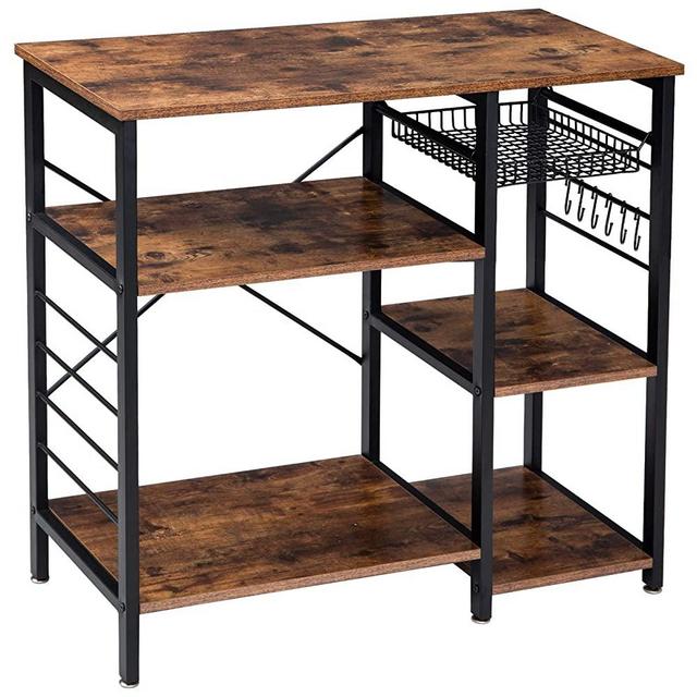 IBUYKE Industrial Kitchen Baker’s Rack, Coffee Bar, Utility Storage Shelf, Microwave Oven Stand, 4-Tier+3-Tier Table for Spice Rack, Simple Assembly TMJ021H-