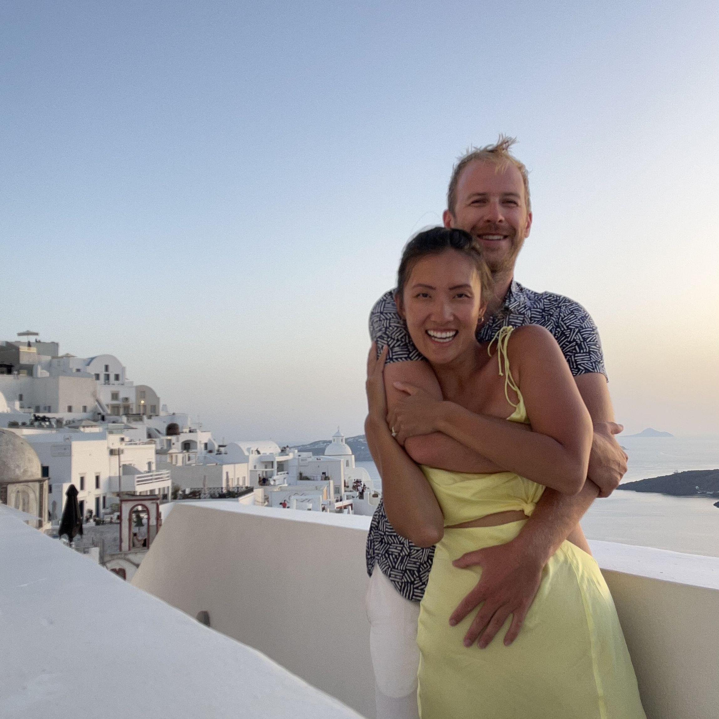 Next to the hot tub in Santorini, Greece