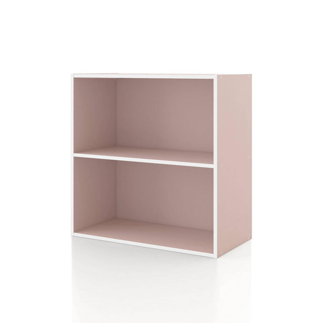24/7 Shop At Home 23.7" Silkpath Modern 2 Tier Stackable and Modular Bookcase Light Pink