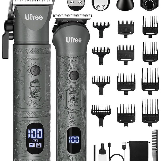 Ufree Beard Trimmer for Men Professional with Hair Clippers, Barber Clippers and Trimmers Set, Electric Razor Shavers for Men, Cordless Mens Grooming Kit for Nose, Ear, Face, Hair, Gifts