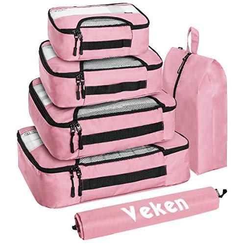 Veken 6 Set Packing Cubes, Travel Luggage Organizers with Laundry Shoe Bag