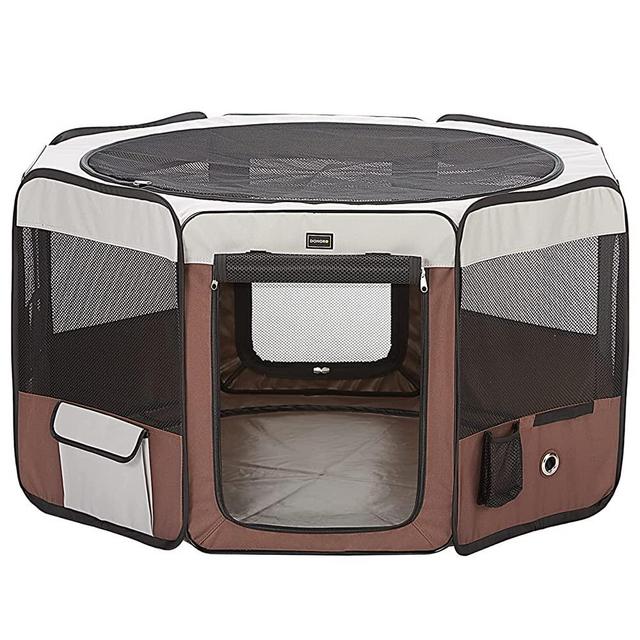 DONORO Dog Playpen 36" Portable Pet Play Pens for Small Dog/Cat/Rabbit/Chicks, Cat Playpen Indoor/Outdoor with Carring Case, Removable Zipper Top and Bottom