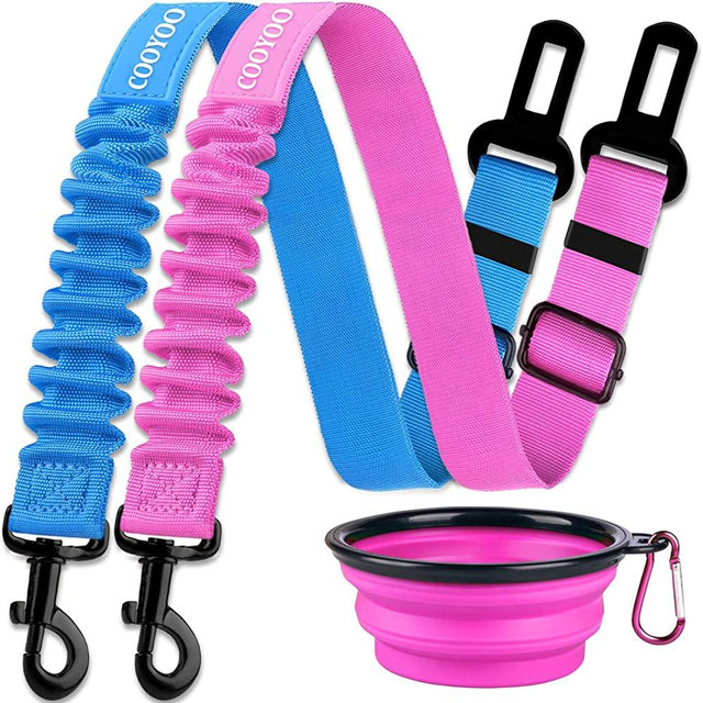 COOYOO Dog Seat Belt,3 Piece Set Retractable Dog Car Seatbelts Adjustable Pet Seat Belt for Vehicle Nylon Pet Safety Seat Belts Heavy Duty & Elastic & Durable Car Harness for Dogs