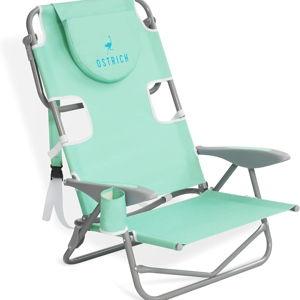 Ostrich the Heavy-Duty Backpacker, Portable Beach Chair with Face Hole, Adjustable Lounge Chair with Face Opening, Cup Holder, & 325lb Capacity, Teal