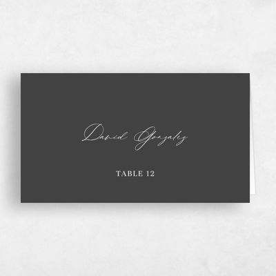 Charcoal, Grey Wedding Place Card - Lyra