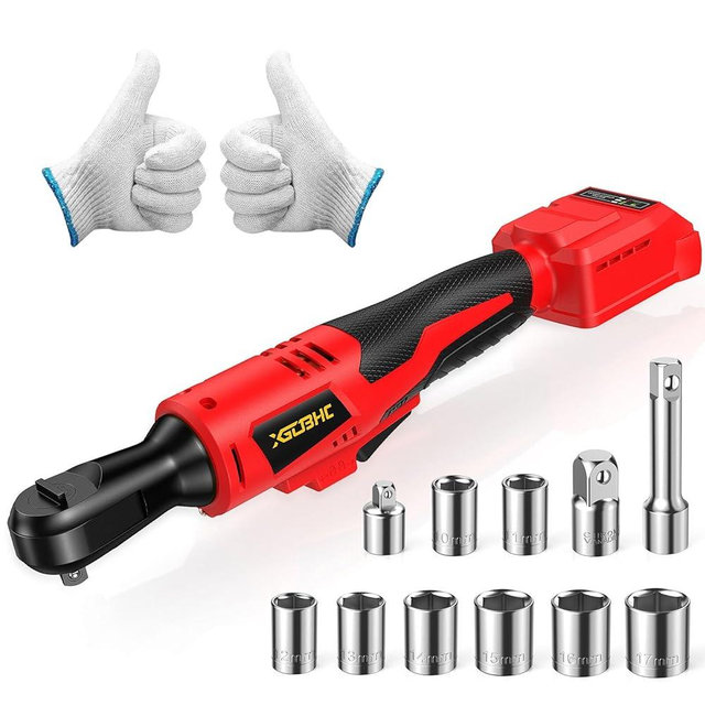 3/8 Inch Cordless Ratchet Wrench for Milwaukee M18 18V Battery - 42Ft-Lbs Brushless Motor Electric Ratchet Set with 0-220RPM Variable Speed,8 Sockets,1/4" and 1/2" Adapters,3" Extension Bar(Tool Only)