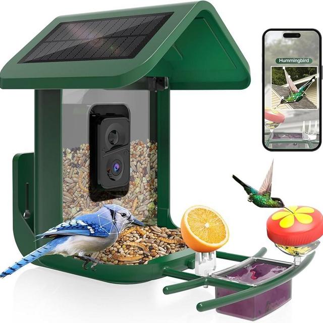 Bird Feeder with Camera Solar Powered : Smart Camera Bird Feeder 2K Live Feed Cam for Backyard - AI Identify Auto Capture Videos Pictures, Gifts for Birdlover Mom Dad, 2.4GHz WiFi
