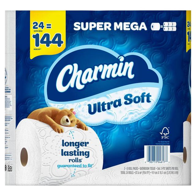 Charmin Ultra Soft Toilet Paper - 24 Super Mega Rolls