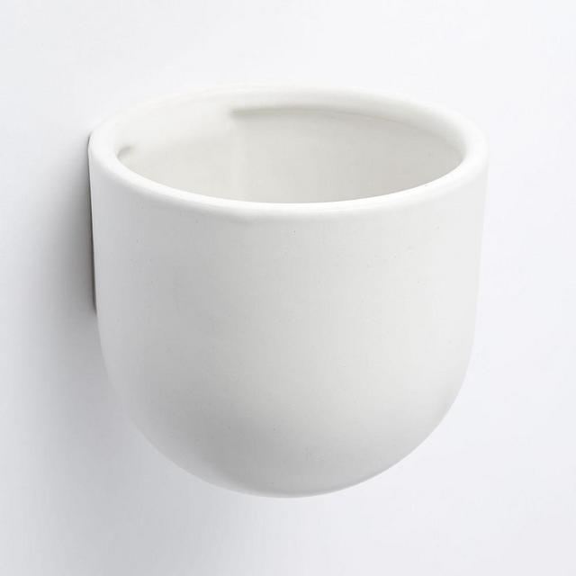 Ceramic Indoor/Outdoor Wallscape Planter, Large, 6.5"D x 6.5"H, White