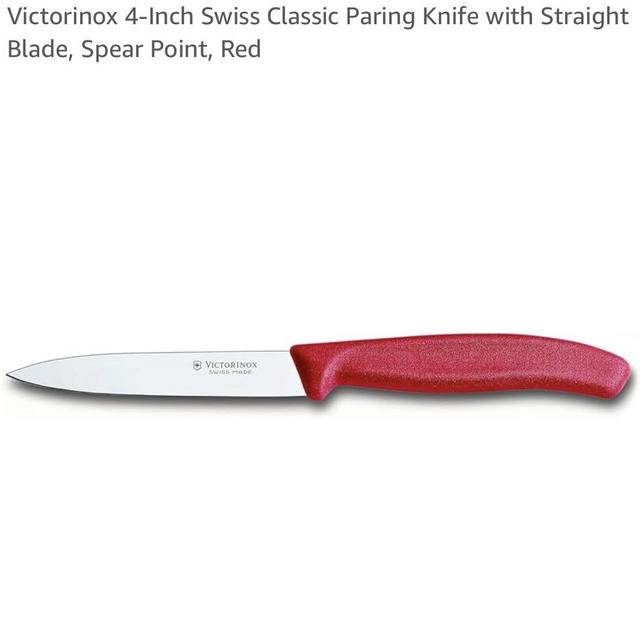 Victorinox 4-Inch Swiss Classic Paring Knife with Straight Blade, Spear Point, Red