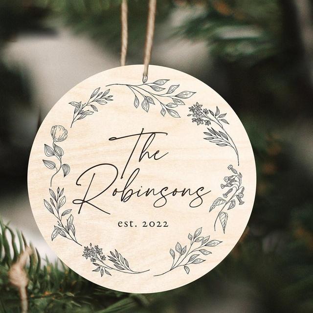 Engagement Ornament for Engaged Couples Gift | Personalized Christmas Keepsake Wedding Ornament | Family Last Name Couples Ornament Gift