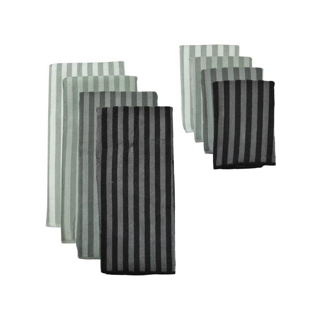 4pk Polyester Striped Microfiber Towel Gray - Design Imports