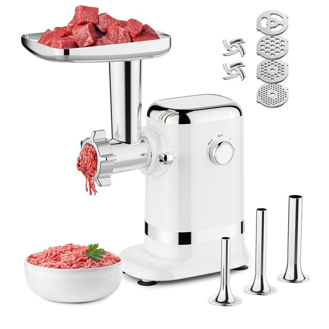 GVODE Electric Meat Grinder & Sausage Stuffer - 700W Max Power, 3 Sausage Tubes, 2 Blades, 4 Plates - Home Use Meat Smasher for Ground Beef & Sausage Maker Machine