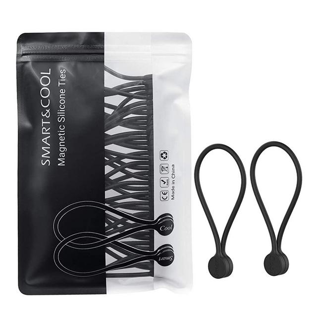 SMART&COOL Reusable Silicone Magnetic Cable Ties/Magnetic Twist Ties for Bundling and Organizing, Can Be Used in Many Ways or Just for Fun, 7.16'', 20Pack, Black